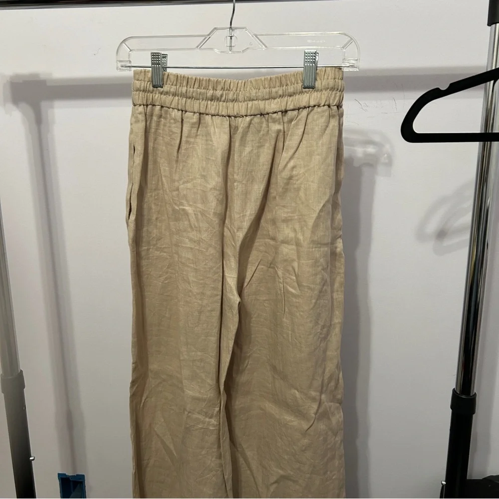 NWT Zara Woman 100% Linen Boho Lagenlook Wide Leg Trousers Size XS - “Karol”